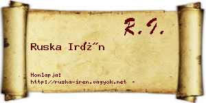 Ruska Irén névjegykártya